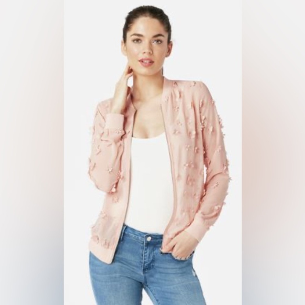 3D Flower Decorated Bomber Jacket  NWOT